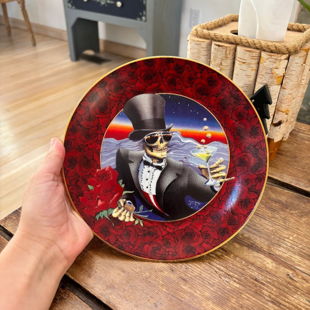 GRATEFUL DEAD JERRY GARCIA 24K GOLD PLATE ART Skull STANLEY MOUSE Roses